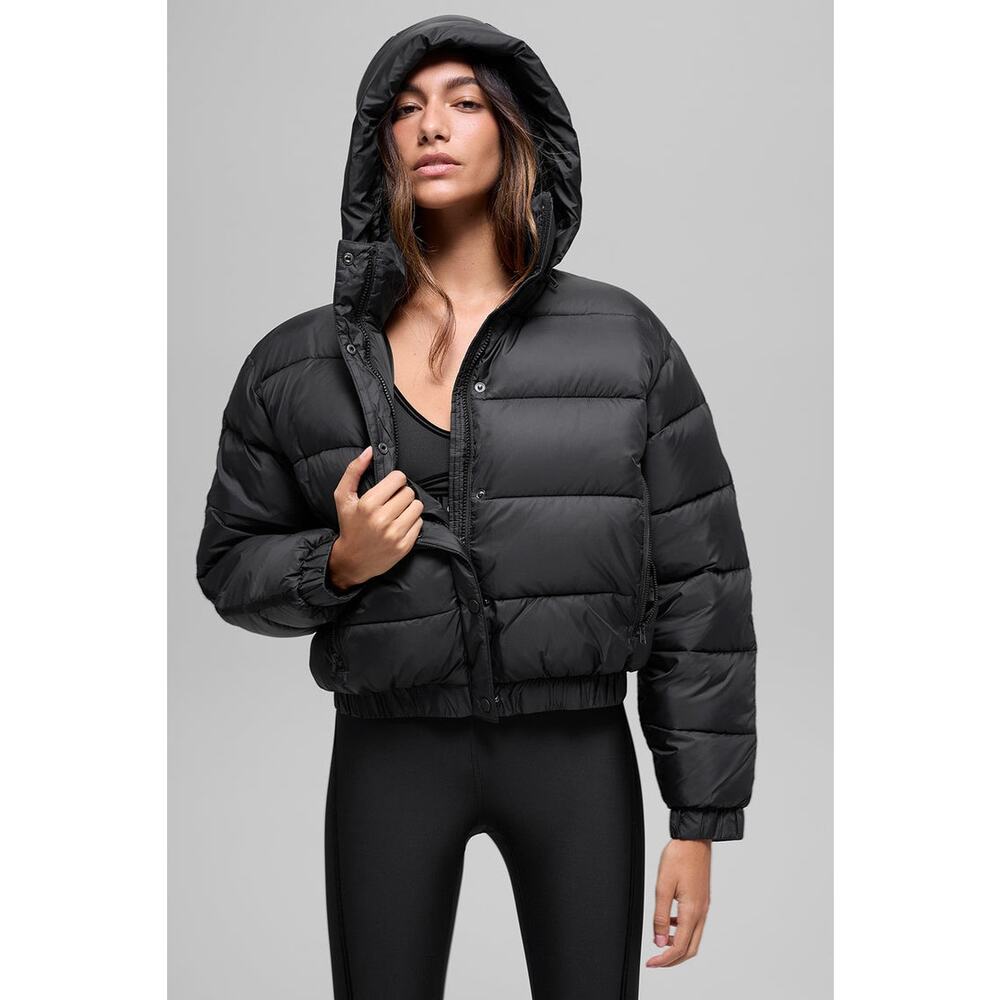 NEW Alo Yoga Aspen Love Puffer Jacket Black Oversized Cozy Luxe Winter Warm MED - Picture 1 of 13
